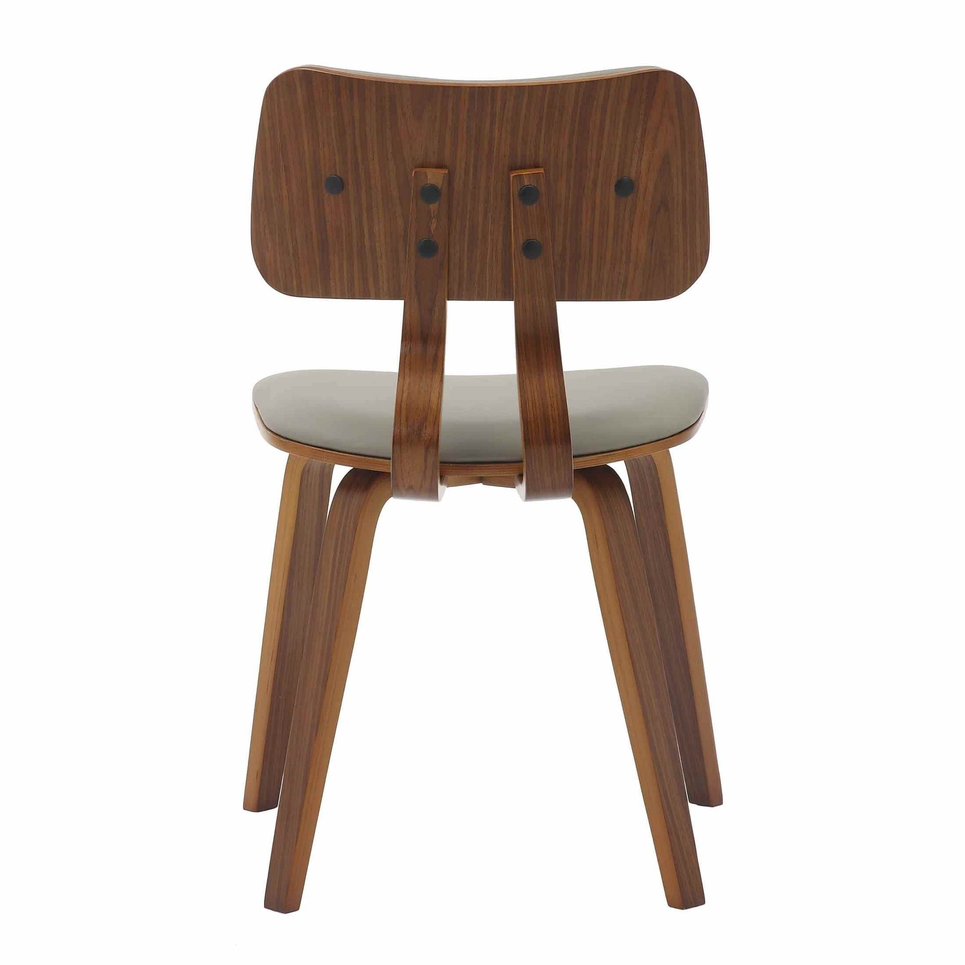 Clivo Modern Wooden Dining Chair Upholstered in Leather With Walnut Color Frame
