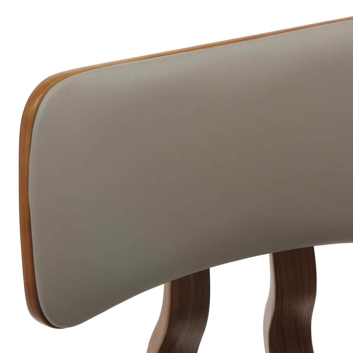 Clivo Modern Wooden Dining Chair Upholstered in Leather With Walnut Color Frame
