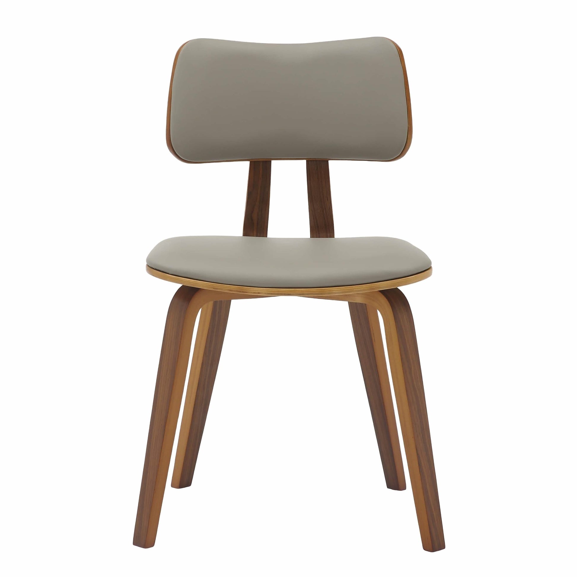 Clivo Modern Wooden Dining Chair Upholstered in Leather With Walnut Color Frame
