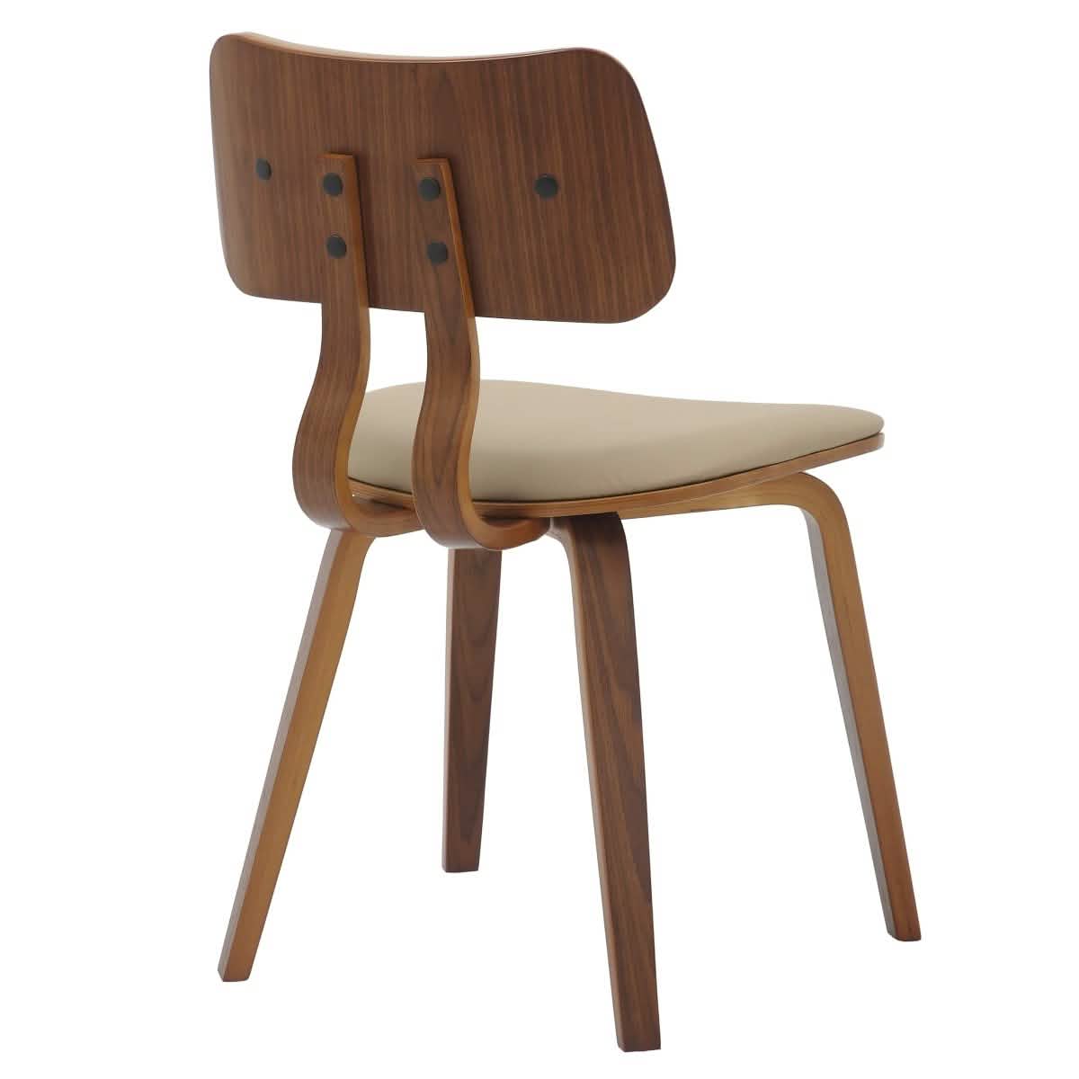Clivo Modern Wooden Dining Chair Upholstered in Leather With Walnut Color Frame