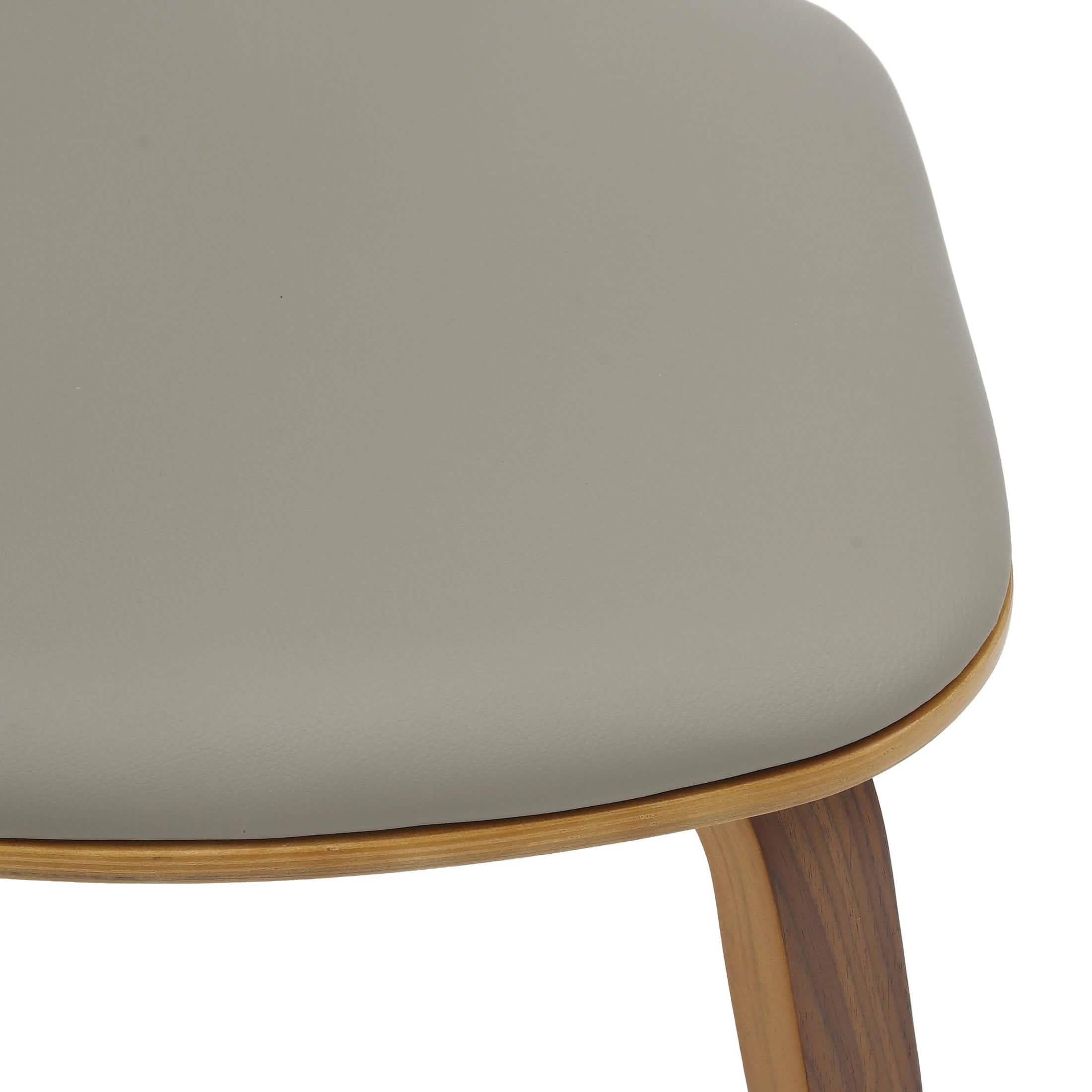 Clivo Modern Wooden Dining Chair Upholstered in Leather With Walnut Color Frame