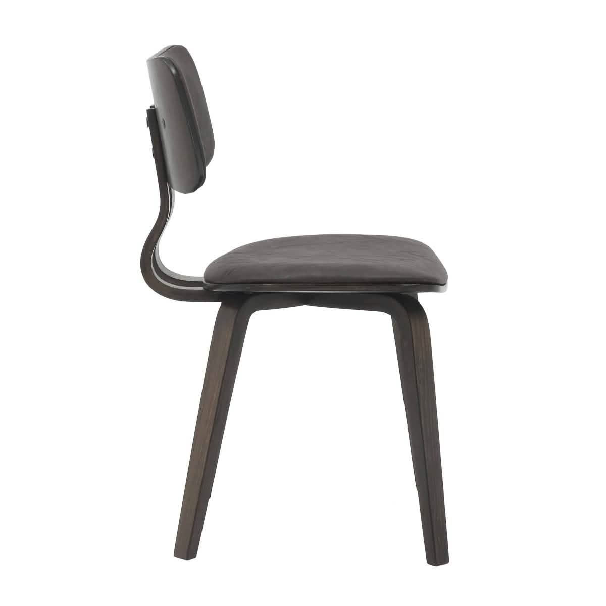 Clivo Modern Wooden Dining Chair Upholstered in Leather With Walnut Color Frame
