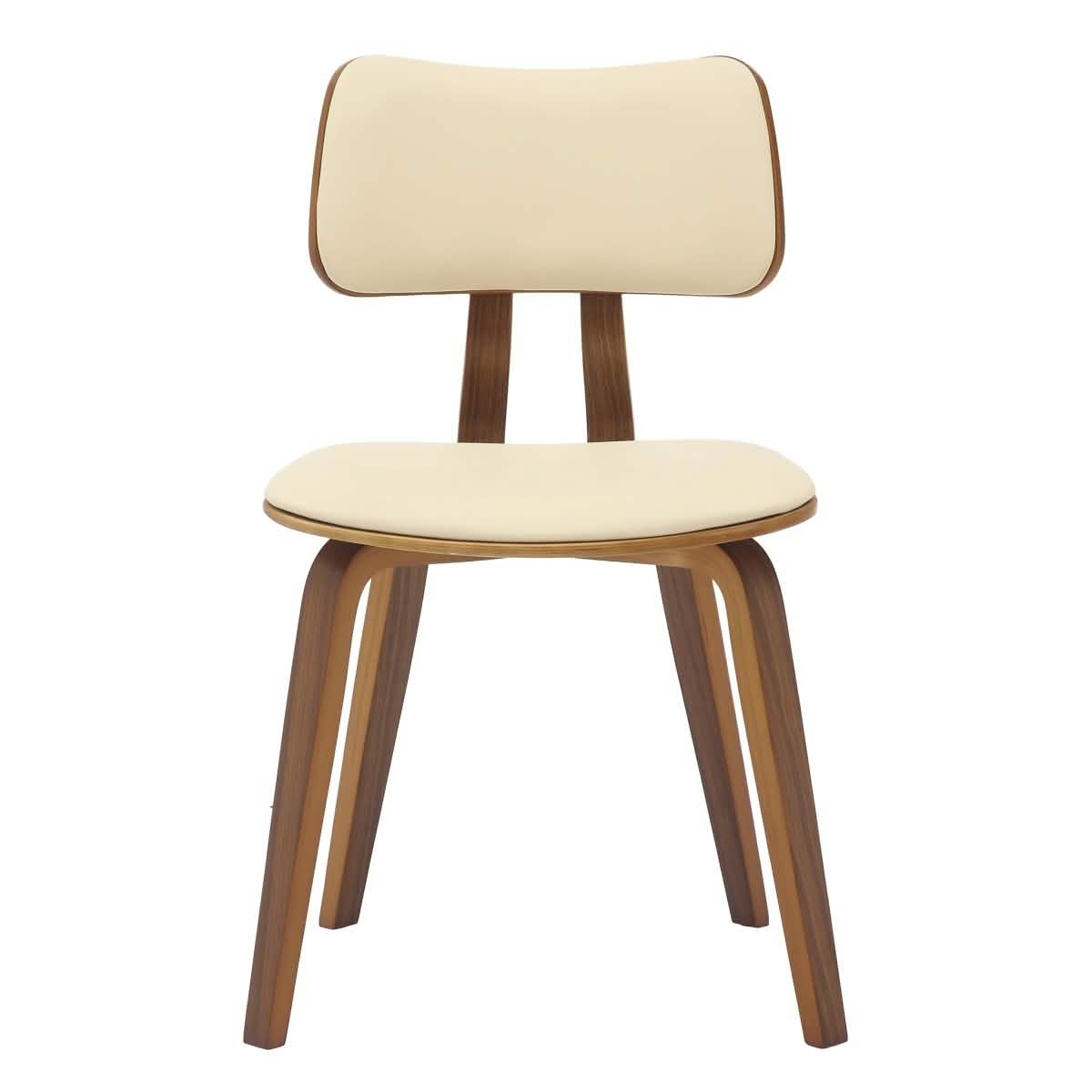 Clivo Modern Wooden Dining Chair Upholstered in Leather With Walnut Color Frame