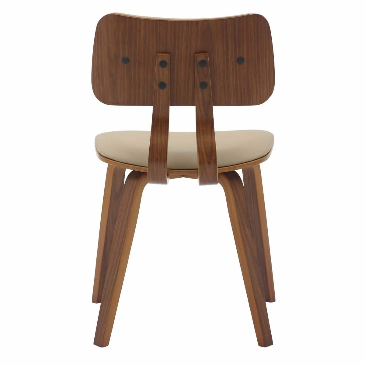 Clivo Modern Wooden Dining Chair Upholstered in Leather With Walnut Color Frame