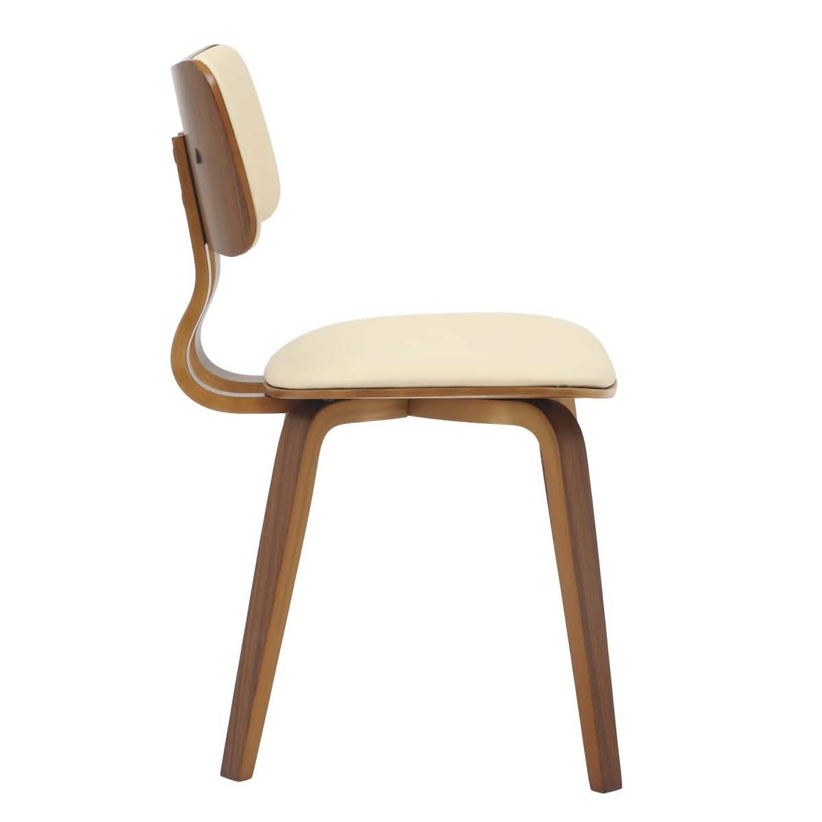 Clivo Modern Wooden Dining Chair Upholstered in Leather With Walnut Color Frame