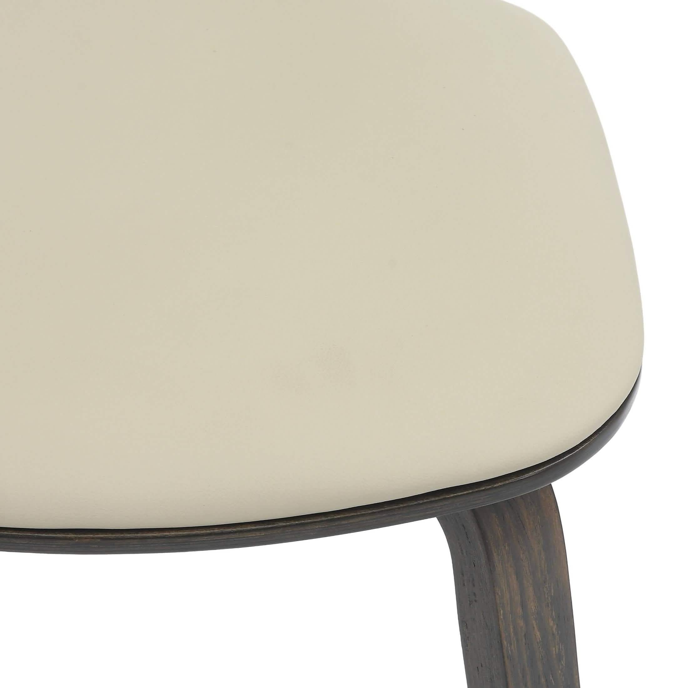 Clivo Modern Wooden Dining Chair Upholstered in Leather With Walnut Color Frame