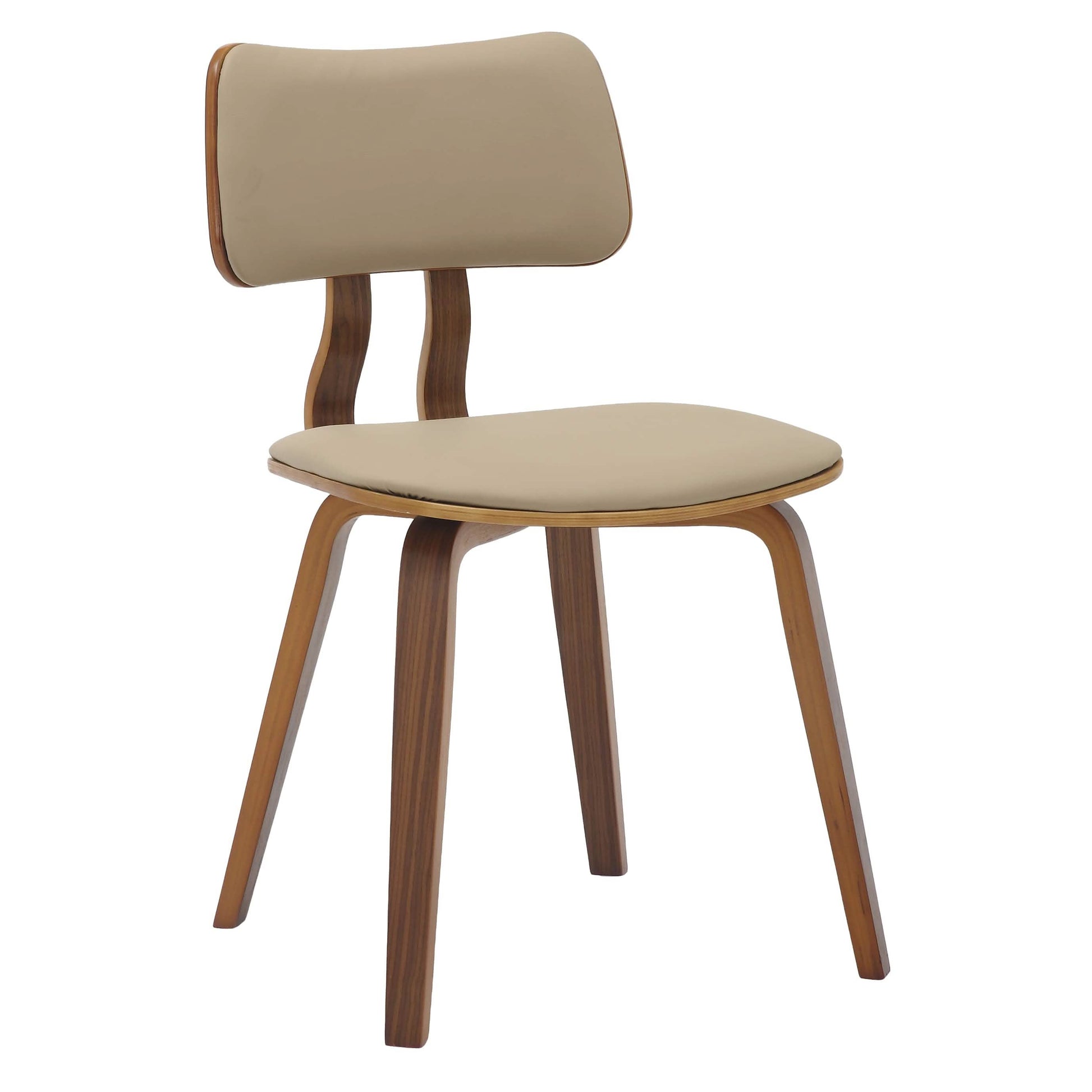 Clivo Modern Wooden Dining Chair Upholstered in Leather With Walnut Color Frame
