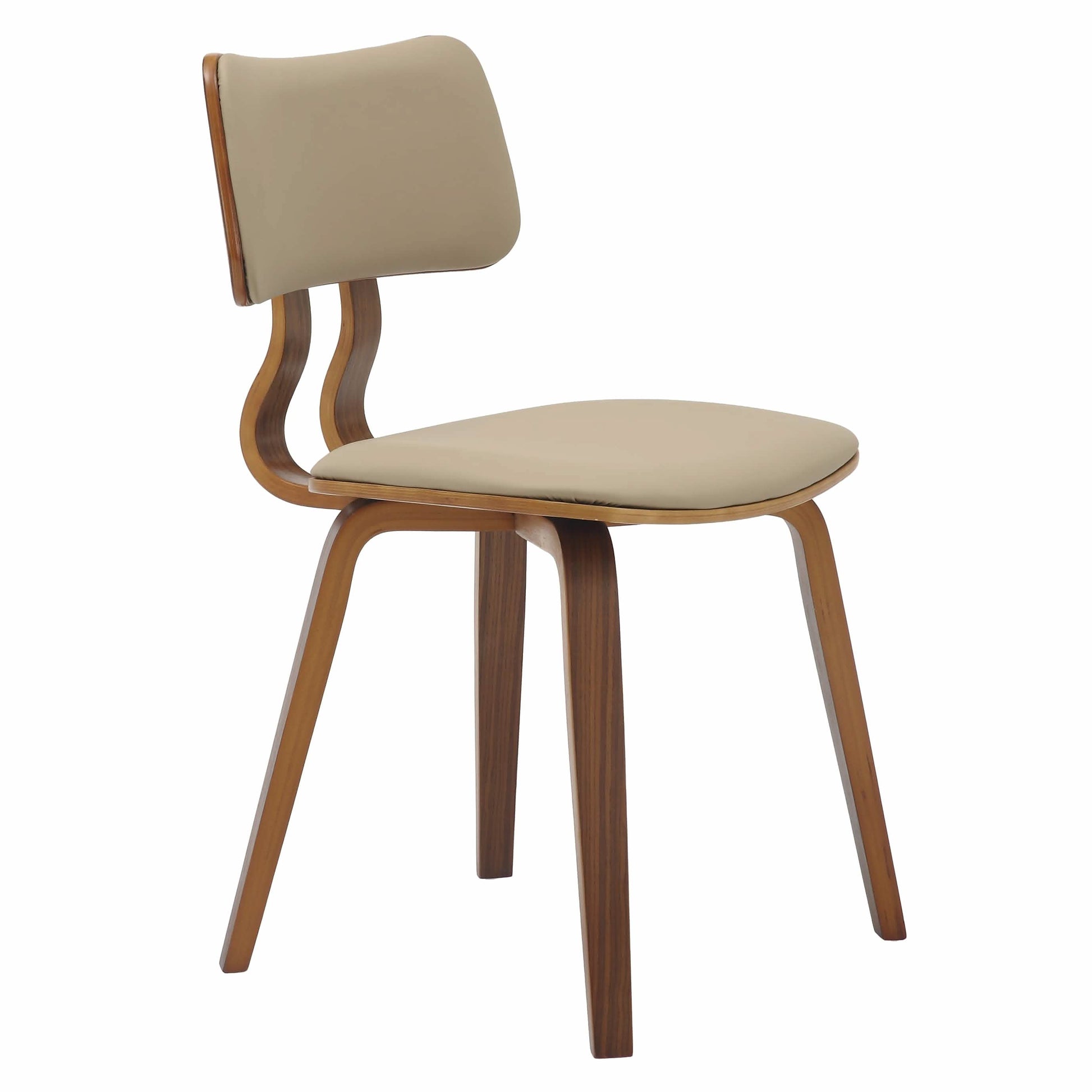 Clivo Modern Wooden Dining Chair Upholstered in Leather With Walnut Color Frame
