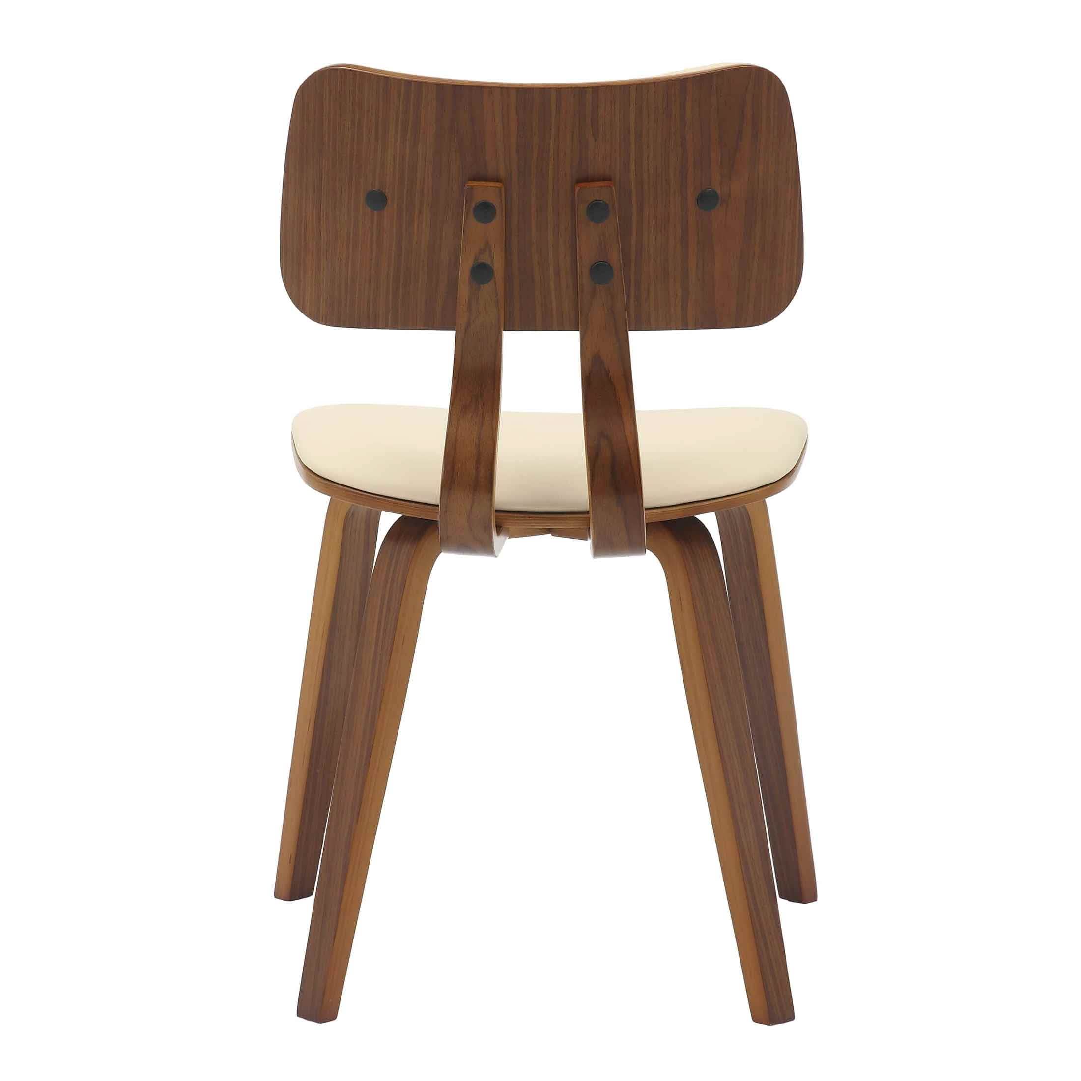 Clivo Modern Wooden Dining Chair Upholstered in Leather With Walnut Color Frame