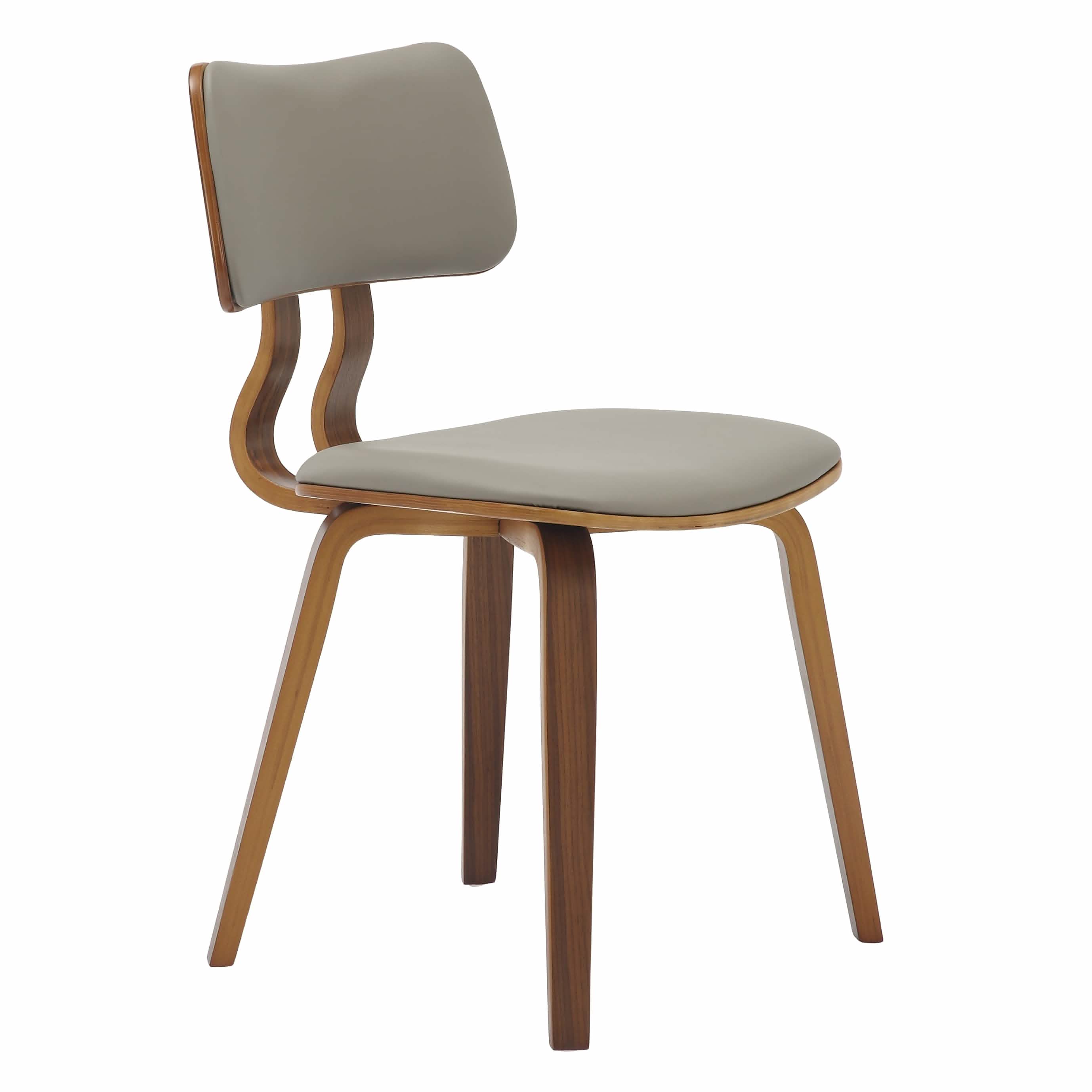 Clivo Modern Wooden Dining Chair Upholstered in Leather With Walnut Color Frame