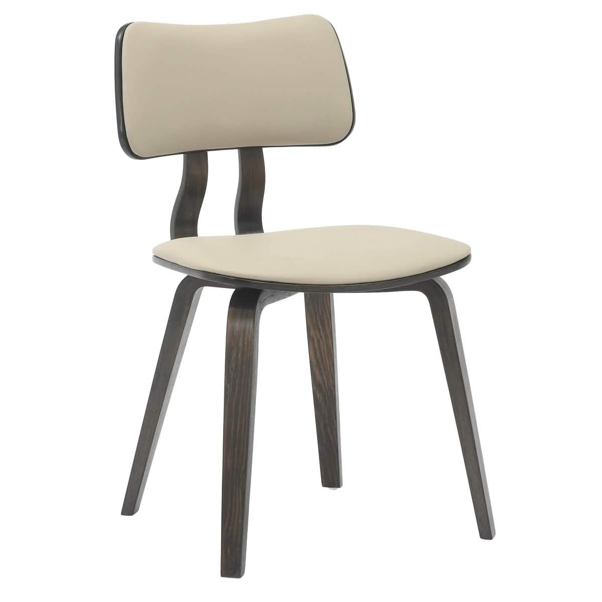 Clivo Modern Wooden Dining Chair Upholstered in Leather With Walnut Color Frame