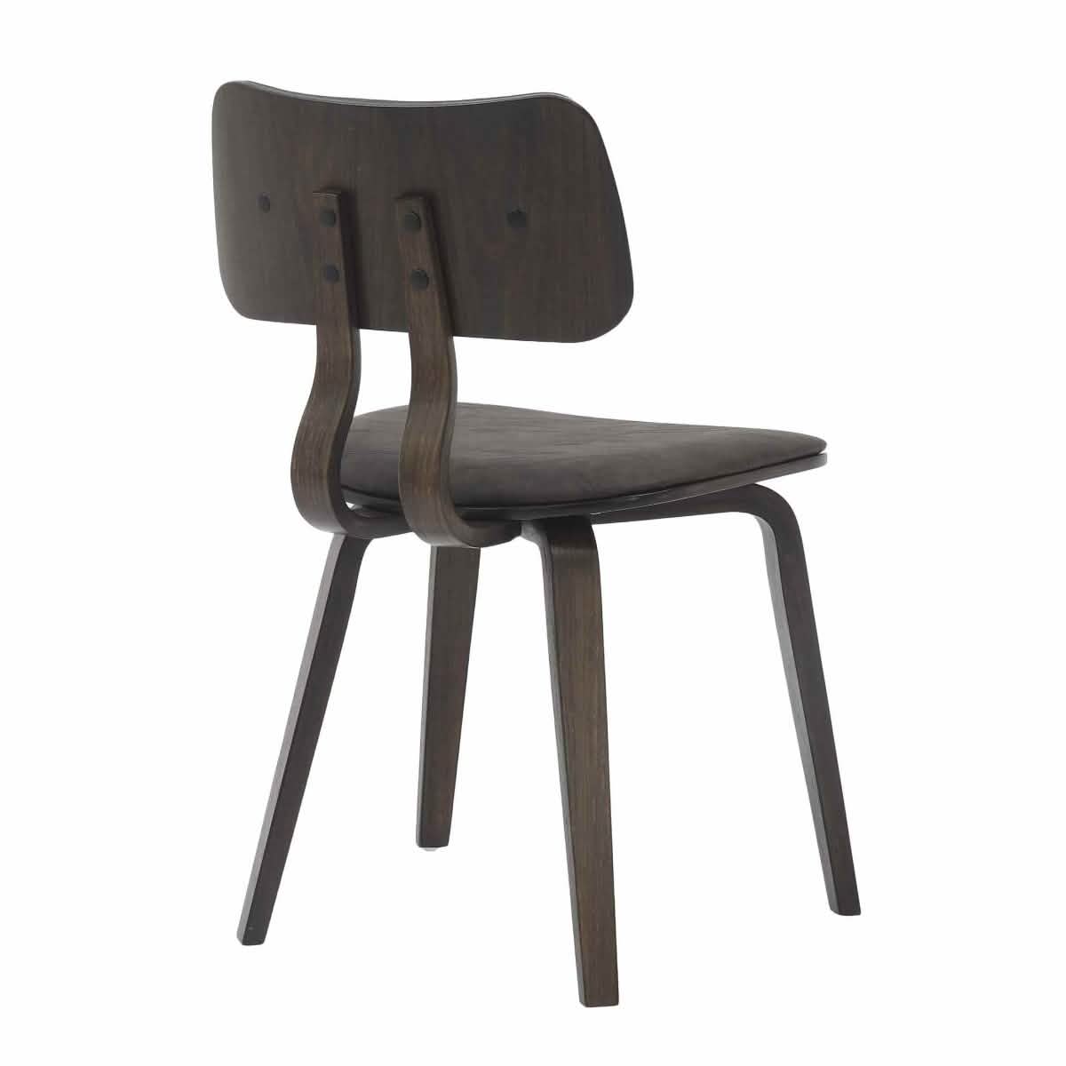 Clivo Modern Wooden Dining Chair Upholstered in Leather With Walnut Color Frame