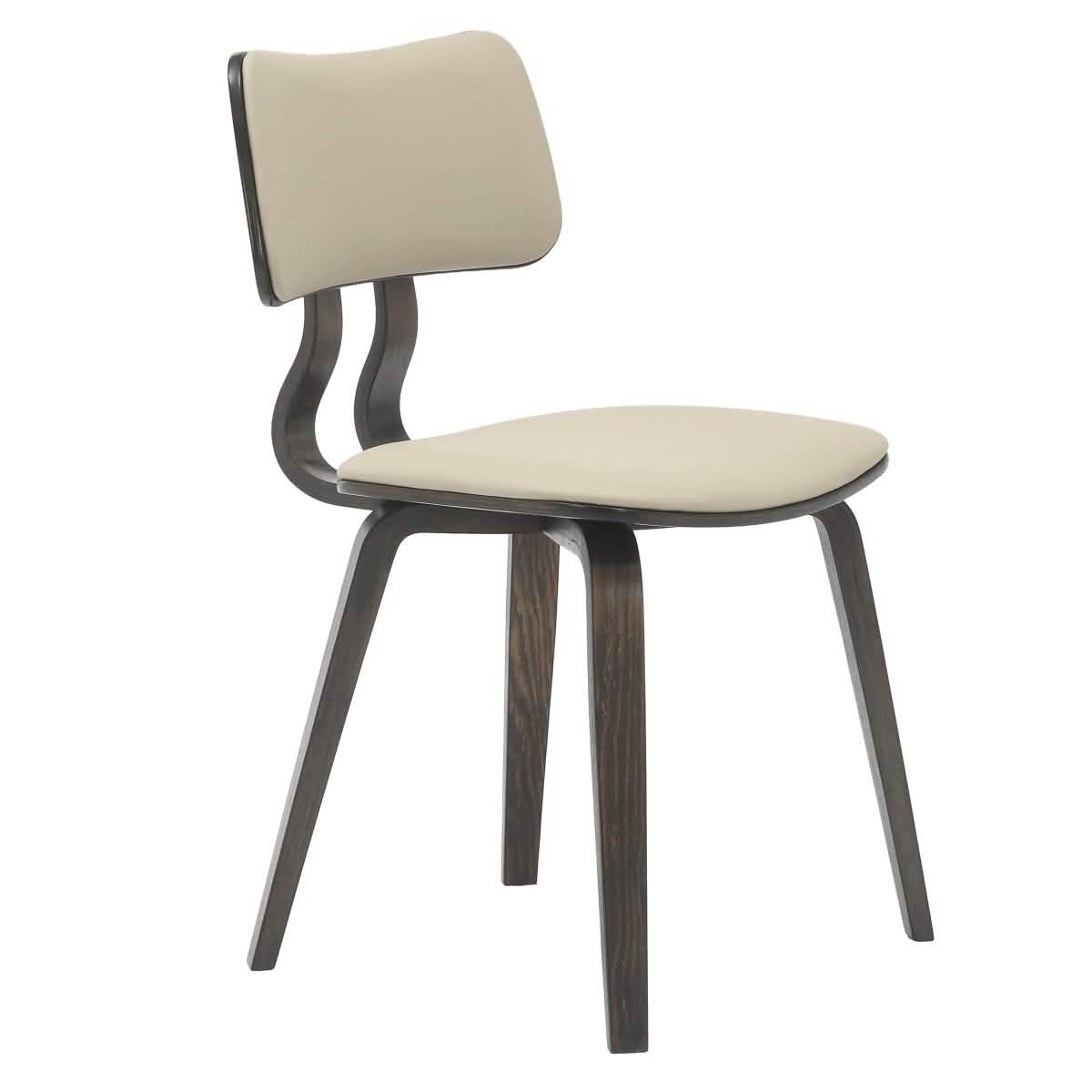 Clivo Modern Wooden Dining Chair Upholstered in Leather With Walnut Color Frame