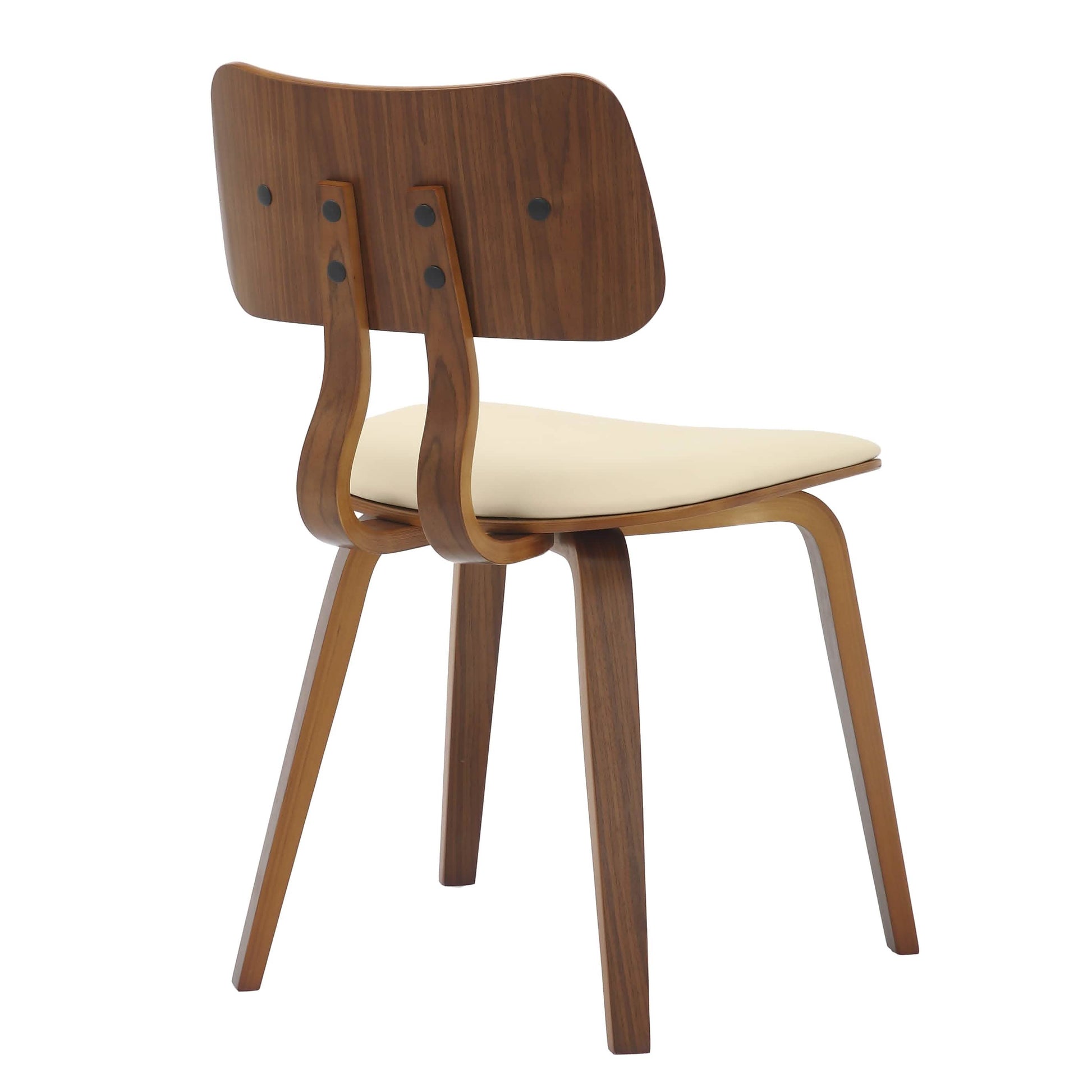 Clivo Modern Wooden Dining Chair Upholstered in Leather With Walnut Color Frame