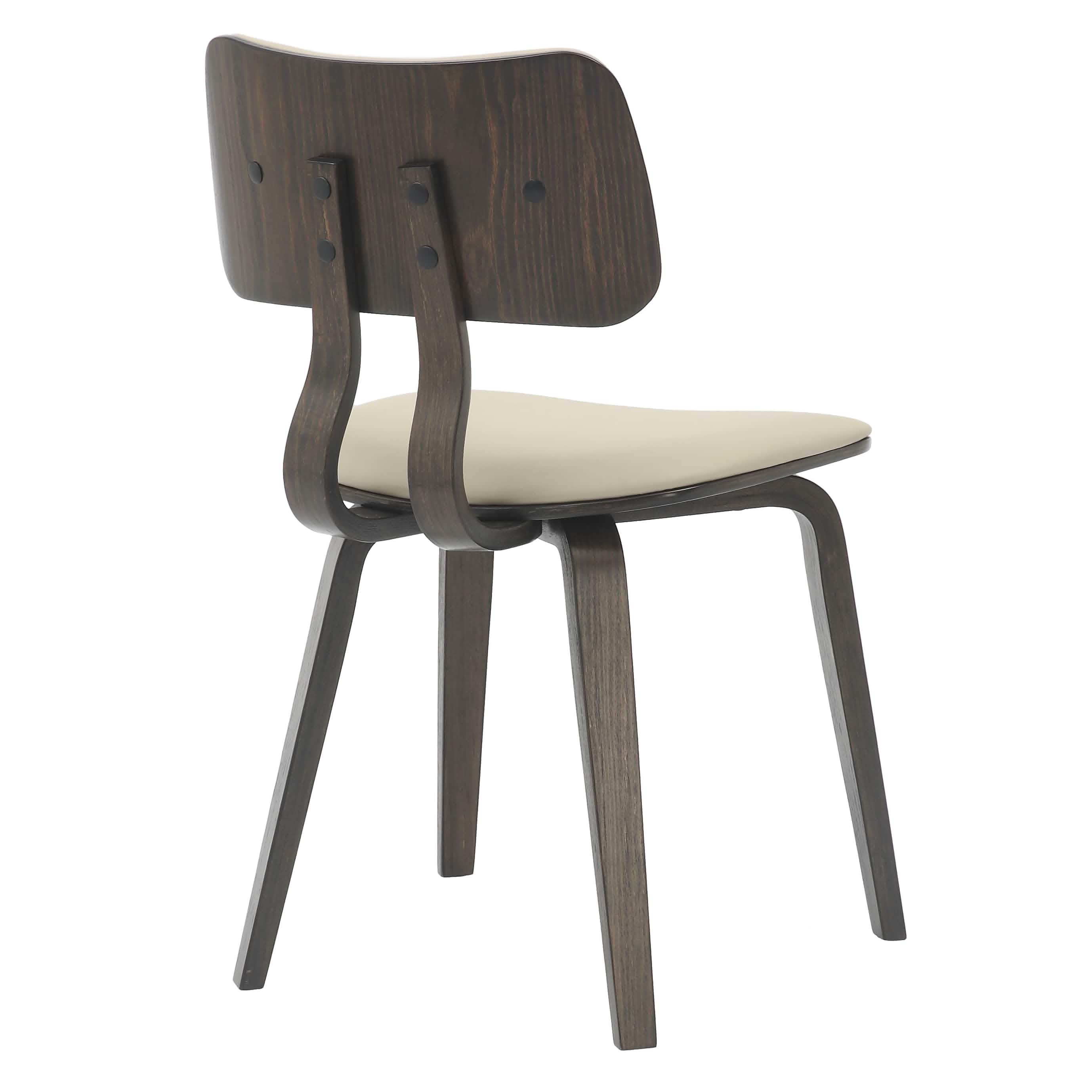 Clivo Modern Wooden Dining Chair Upholstered in Leather With Walnut Color Frame