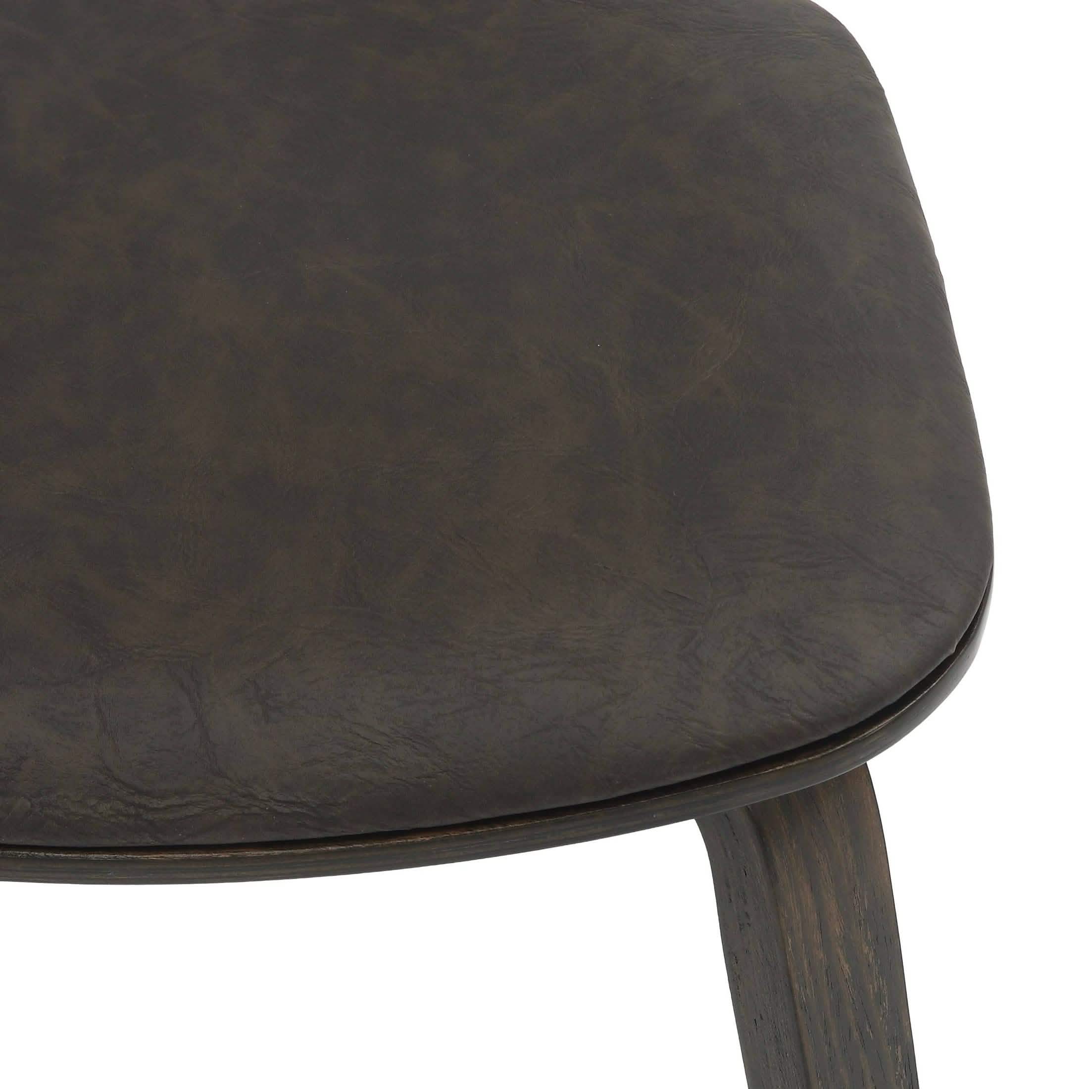 Clivo Modern Wooden Dining Chair Upholstered in Leather With Walnut Color Frame