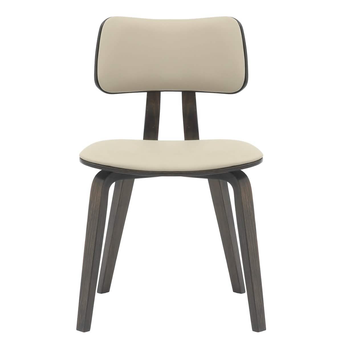 Clivo Modern Wooden Dining Chair Upholstered in Leather With Walnut Color Frame
