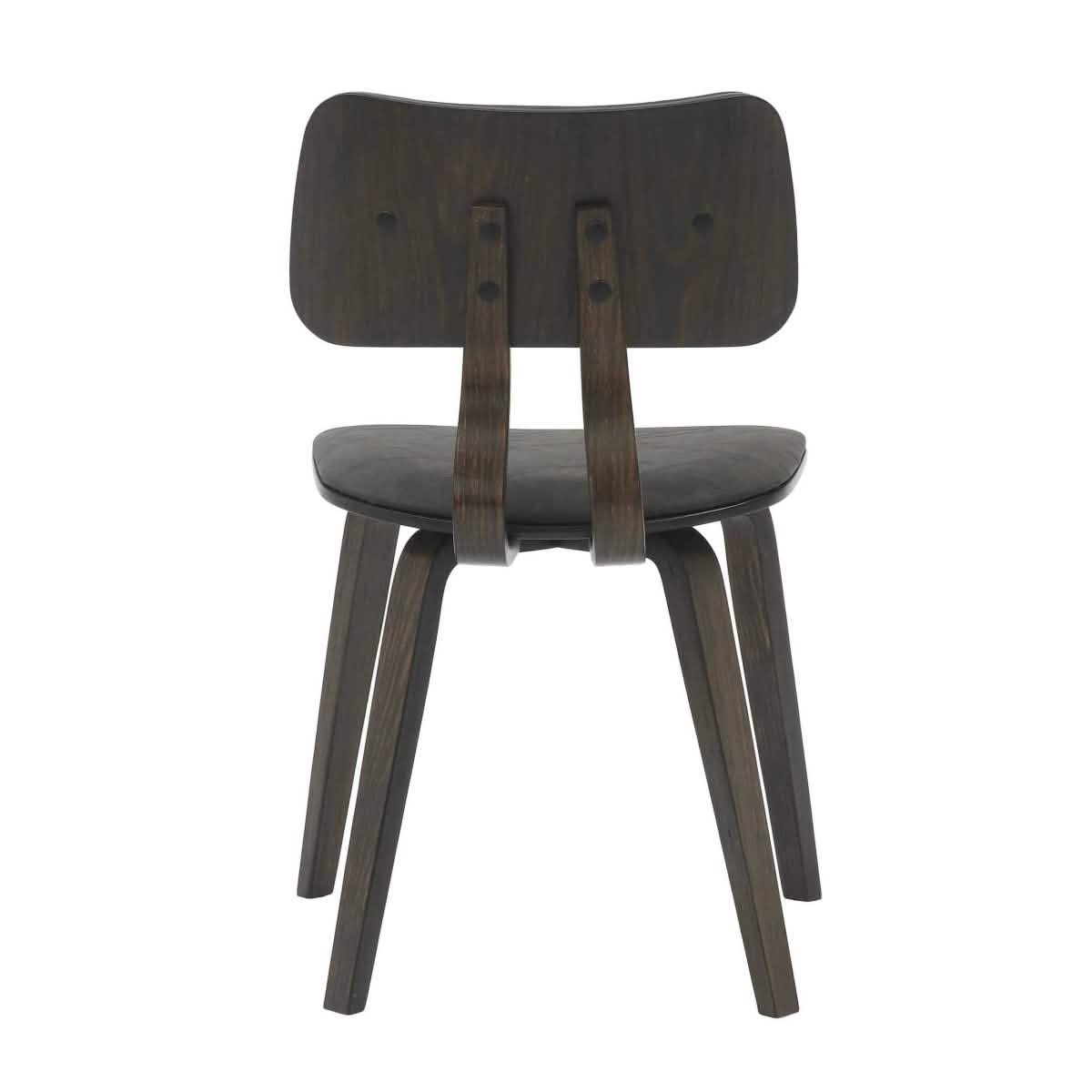 Clivo Modern Wooden Dining Chair Upholstered in Leather With Walnut Color Frame