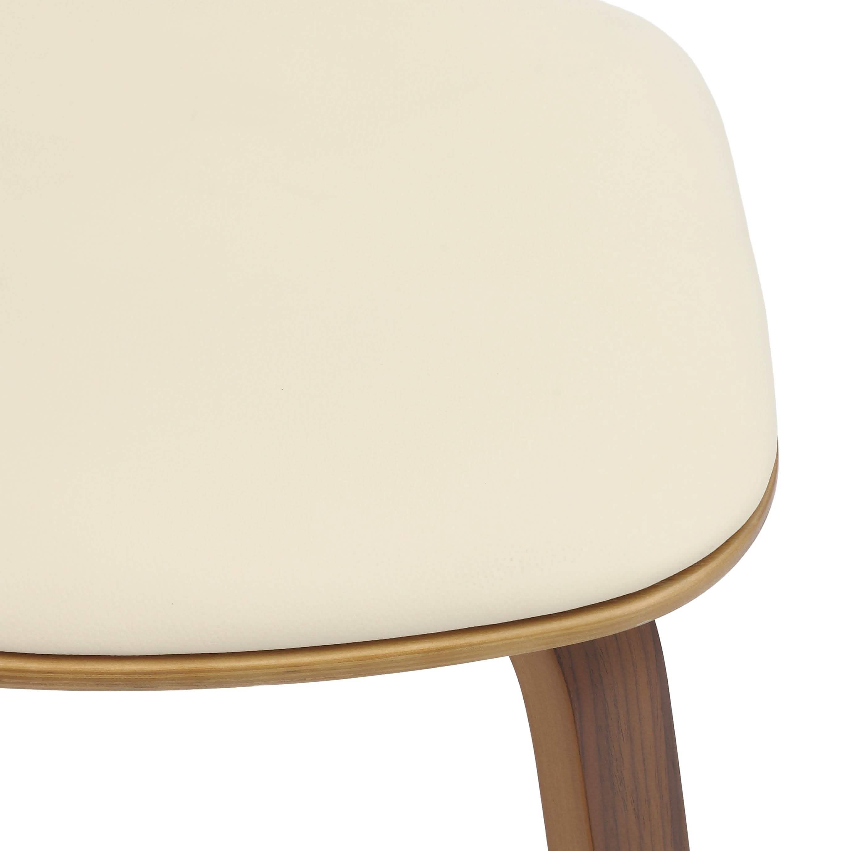 Clivo Modern Wooden Dining Chair Upholstered in Leather With Walnut Color Frame