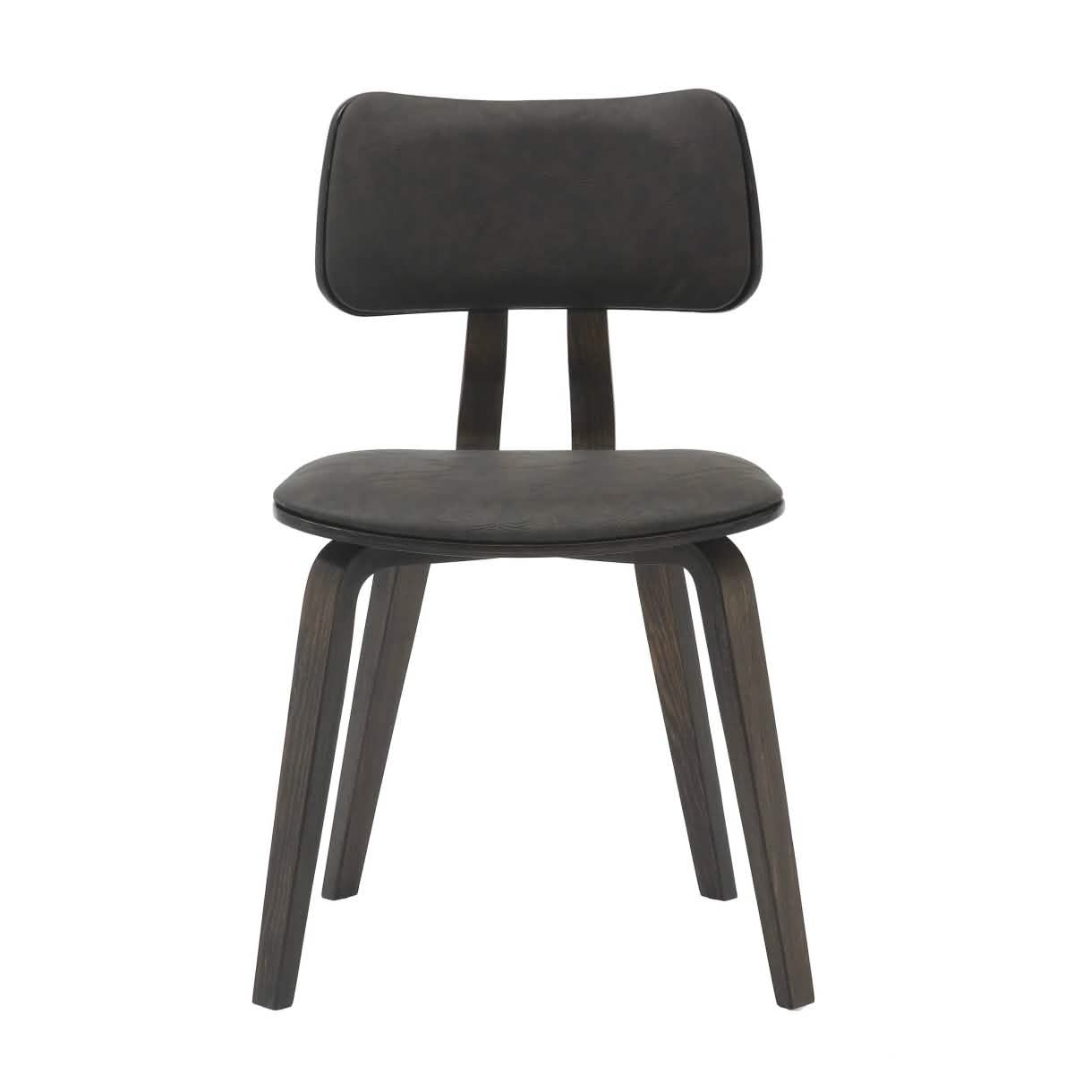 Clivo Modern Wooden Dining Chair Upholstered in Leather With Walnut Color Frame