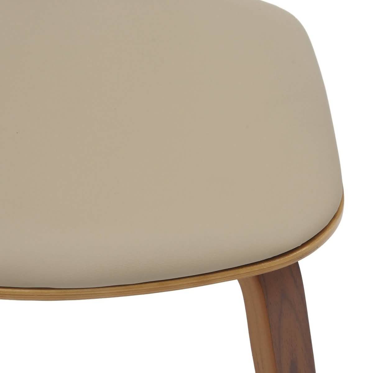 Clivo Modern Wooden Dining Chair Upholstered in Leather With Walnut Color Frame