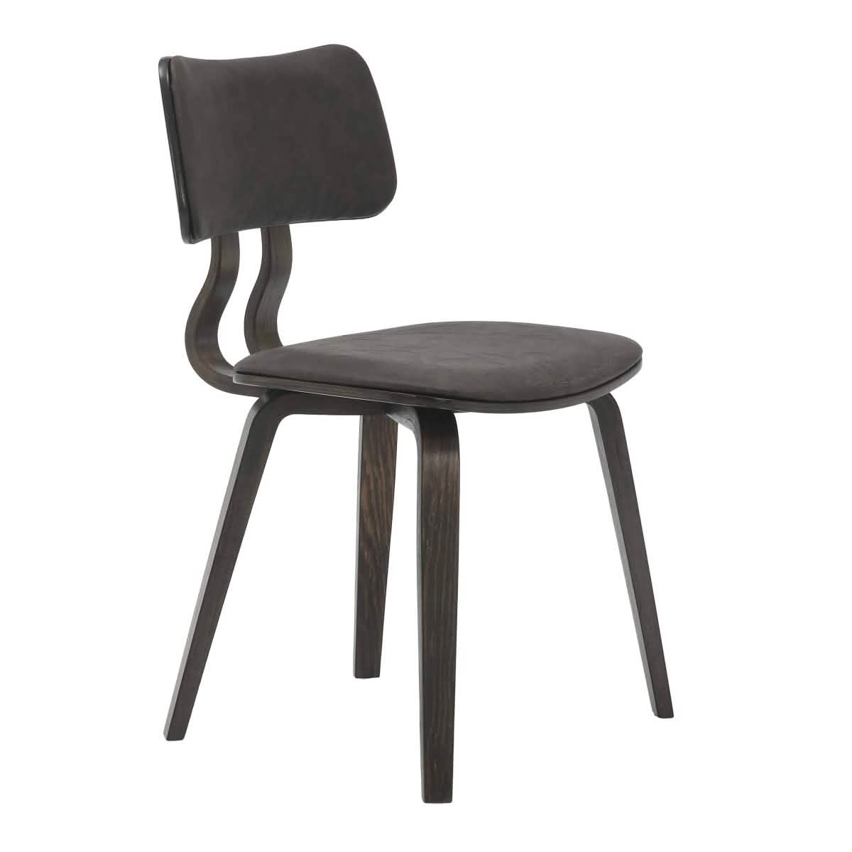 Clivo Modern Wooden Dining Chair Upholstered in Leather With Walnut Color Frame