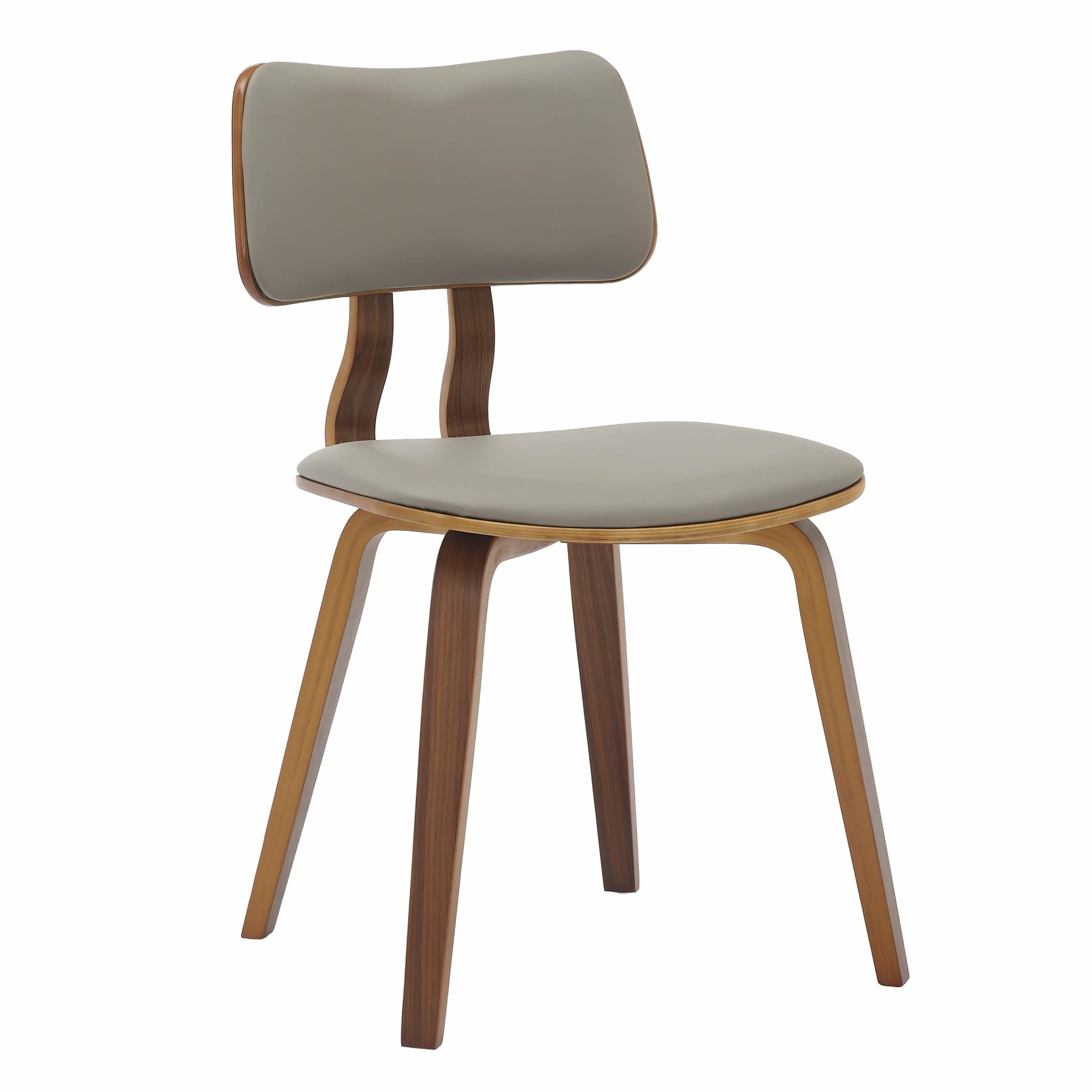 Clivo Modern Wooden Dining Chair Upholstered in Leather With Walnut Color Frame