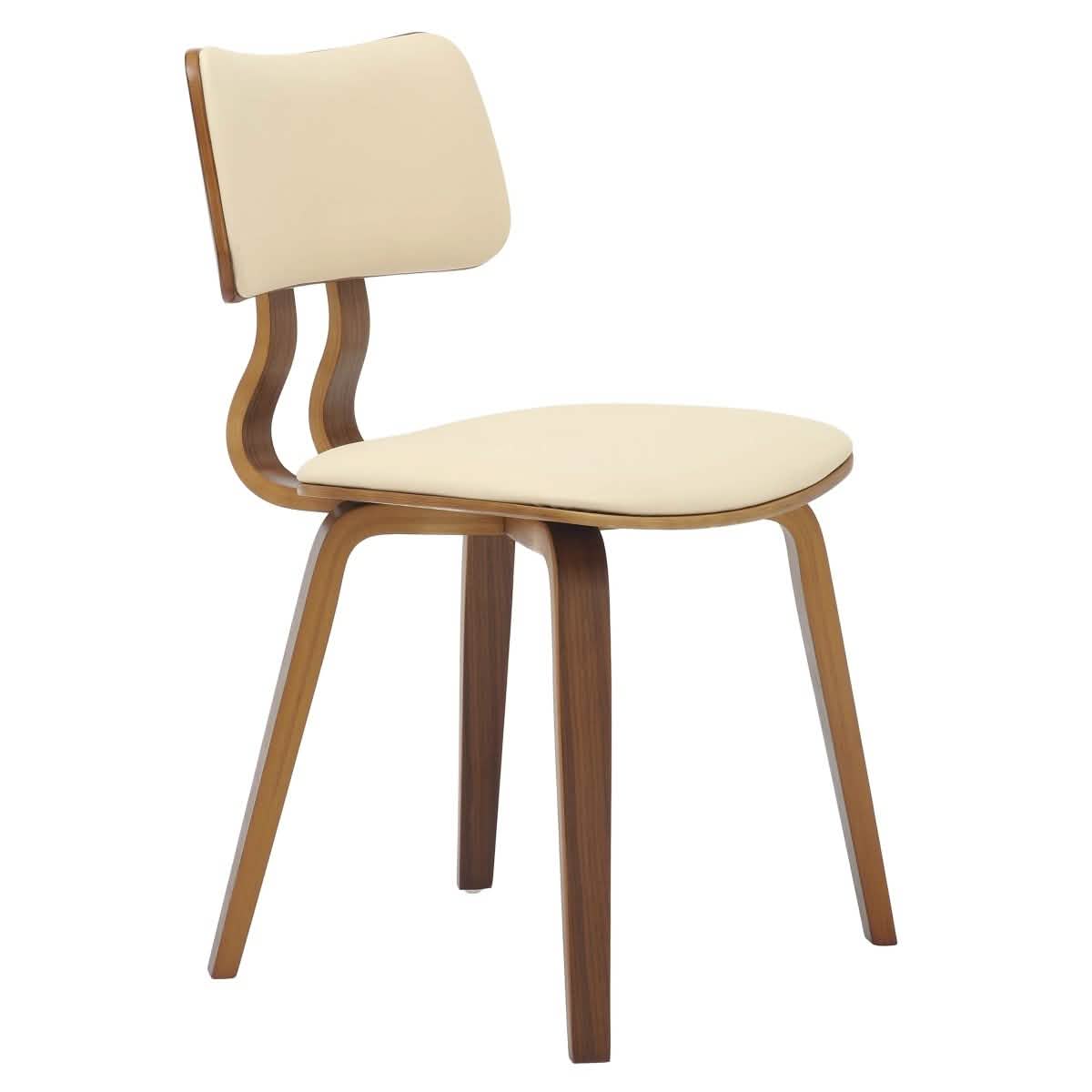 Clivo Modern Wooden Dining Chair Upholstered in Leather With Walnut Color Frame