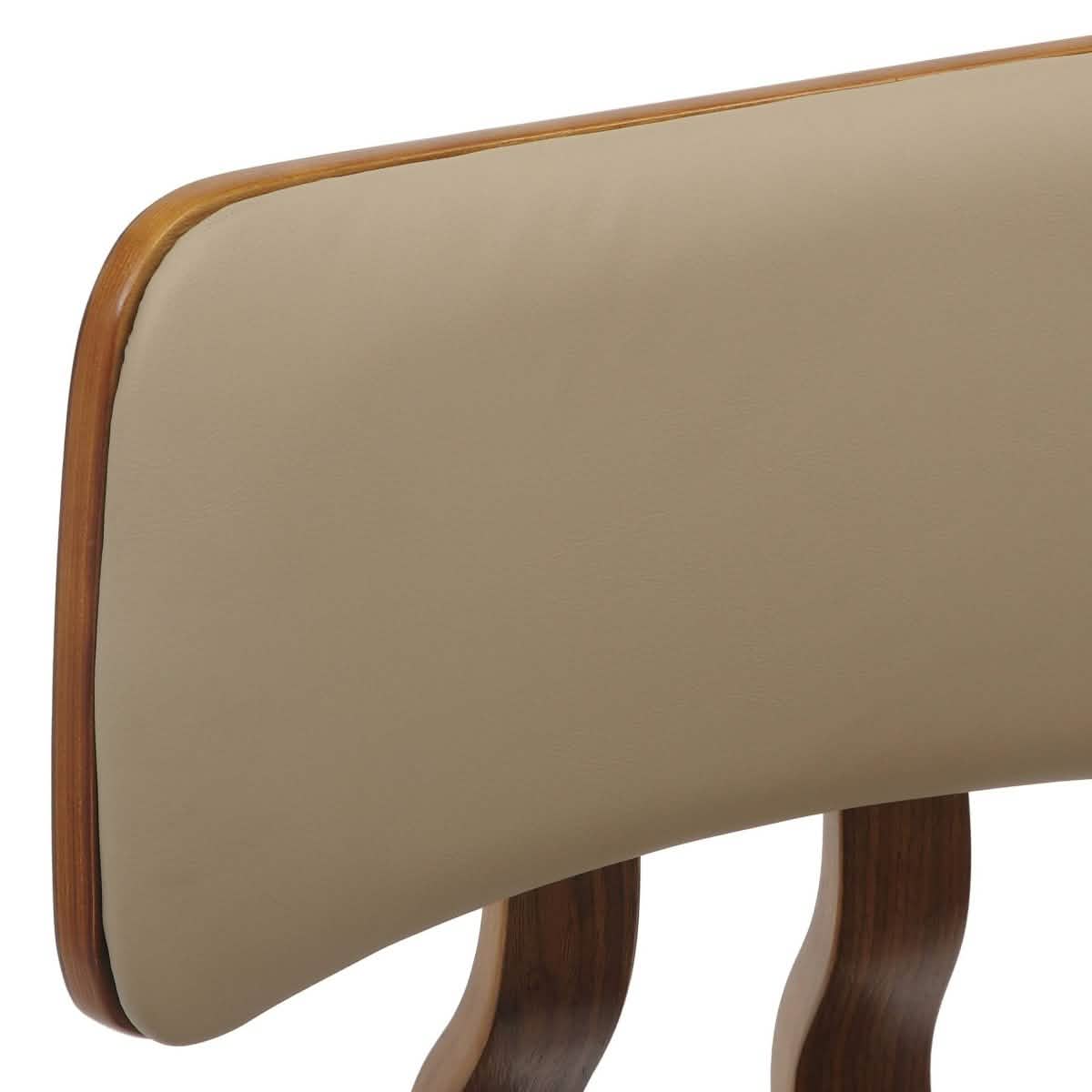 Clivo Modern Wooden Dining Chair Upholstered in Leather With Walnut Color Frame
