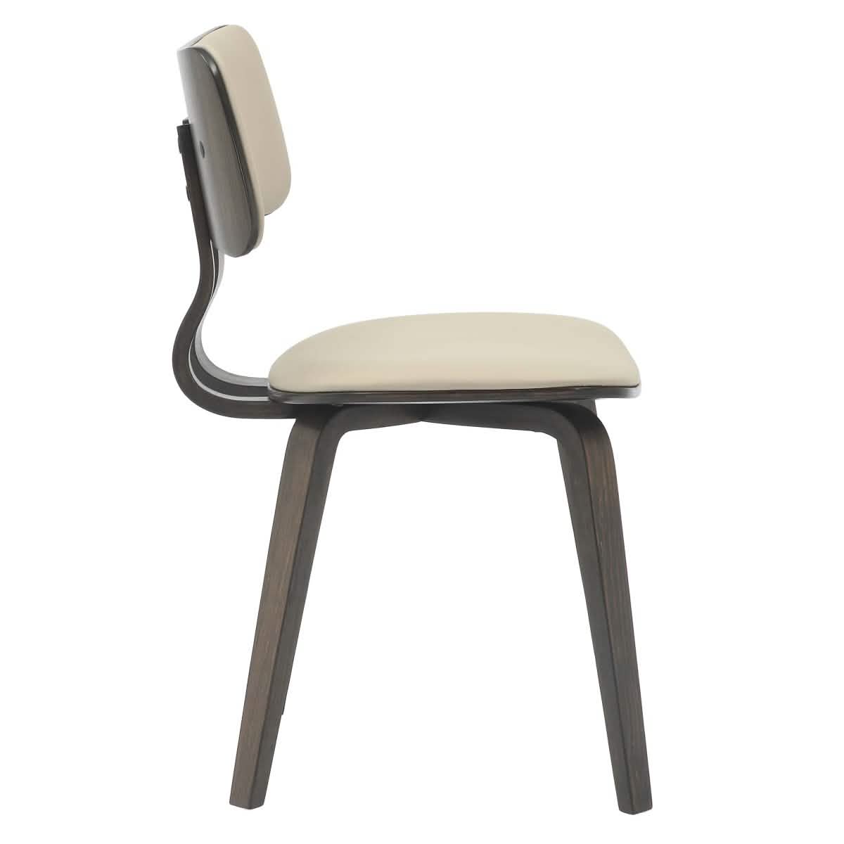 Clivo Modern Wooden Dining Chair Upholstered in Leather With Walnut Color Frame