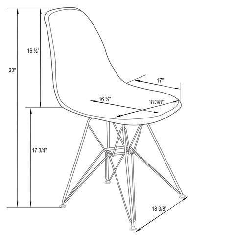 Dover and Cresco Modern Dining Chair Molded Side Chair with Base