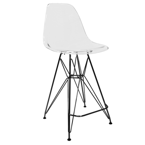 Cresco Modern Acrylic Barstool in Chrome Base for Kitchen and Dining Room