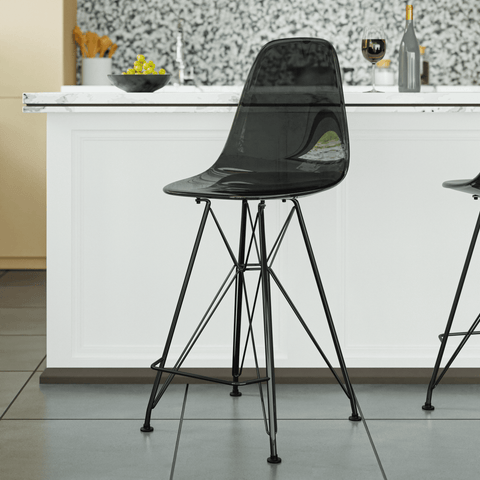 Cresco Modern Acrylic Barstool in Chrome Base for Kitchen and Dining Room