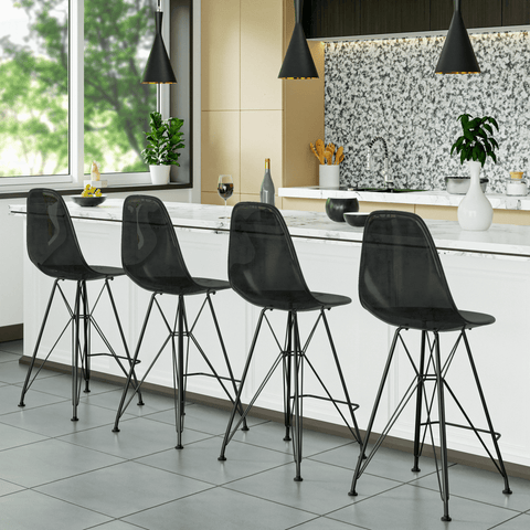 Cresco Modern Acrylic Barstool in Chrome Base for Kitchen and Dining Room