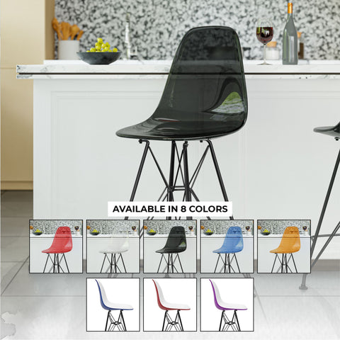 Cresco Modern Acrylic Barstool in Chrome Base for Kitchen and Dining Room