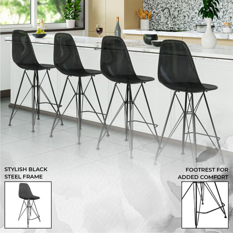 Cresco Modern Acrylic Barstool in Chrome Base for Kitchen and Dining Room