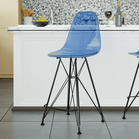 Cresco Modern Acrylic Barstool in Chrome Base for Kitchen and Dining Room