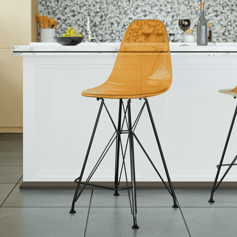 Cresco Modern Acrylic Barstool in Chrome Base for Kitchen and Dining Room