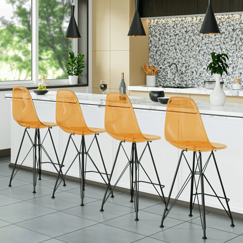 Cresco Modern Acrylic Barstool in Chrome Base for Kitchen and Dining Room