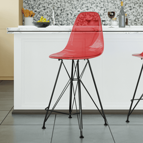 Cresco Modern Acrylic Barstool in Chrome Base for Kitchen and Dining Room