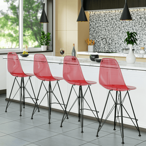 Cresco Modern Acrylic Barstool in Chrome Base for Kitchen and Dining Room