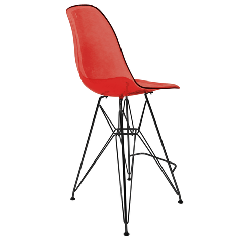 Cresco Modern Acrylic Barstool in Chrome Base for Kitchen and Dining Room