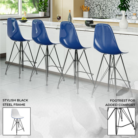 Cresco Modern Acrylic Barstool in Chrome Base for Kitchen and Dining Room