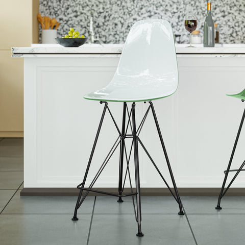 Cresco Modern Acrylic Barstool in Chrome Base for Kitchen and Dining Room