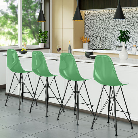 Cresco Modern Acrylic Barstool in Chrome Base for Kitchen and Dining Room