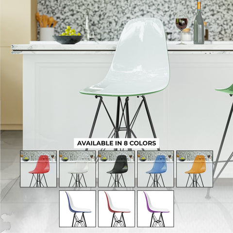 Cresco Modern Acrylic Barstool in Chrome Base for Kitchen and Dining Room