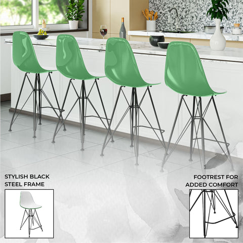 Cresco Modern Acrylic Barstool in Chrome Base for Kitchen and Dining Room