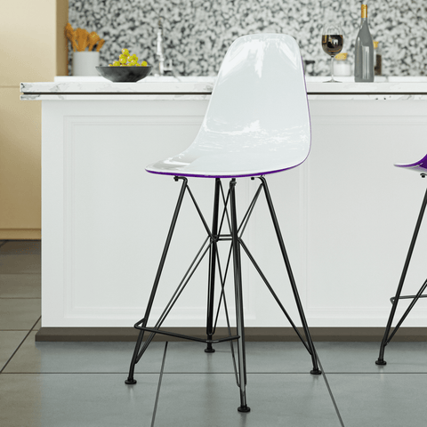 Cresco Modern Acrylic Barstool in Chrome Base for Kitchen and Dining Room