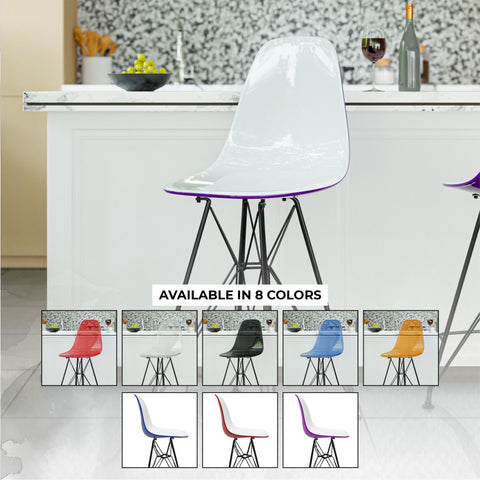 Cresco Modern Acrylic Barstool in Chrome Base for Kitchen and Dining Room