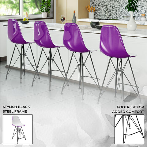 Cresco Modern Acrylic Barstool in Chrome Base for Kitchen and Dining Room